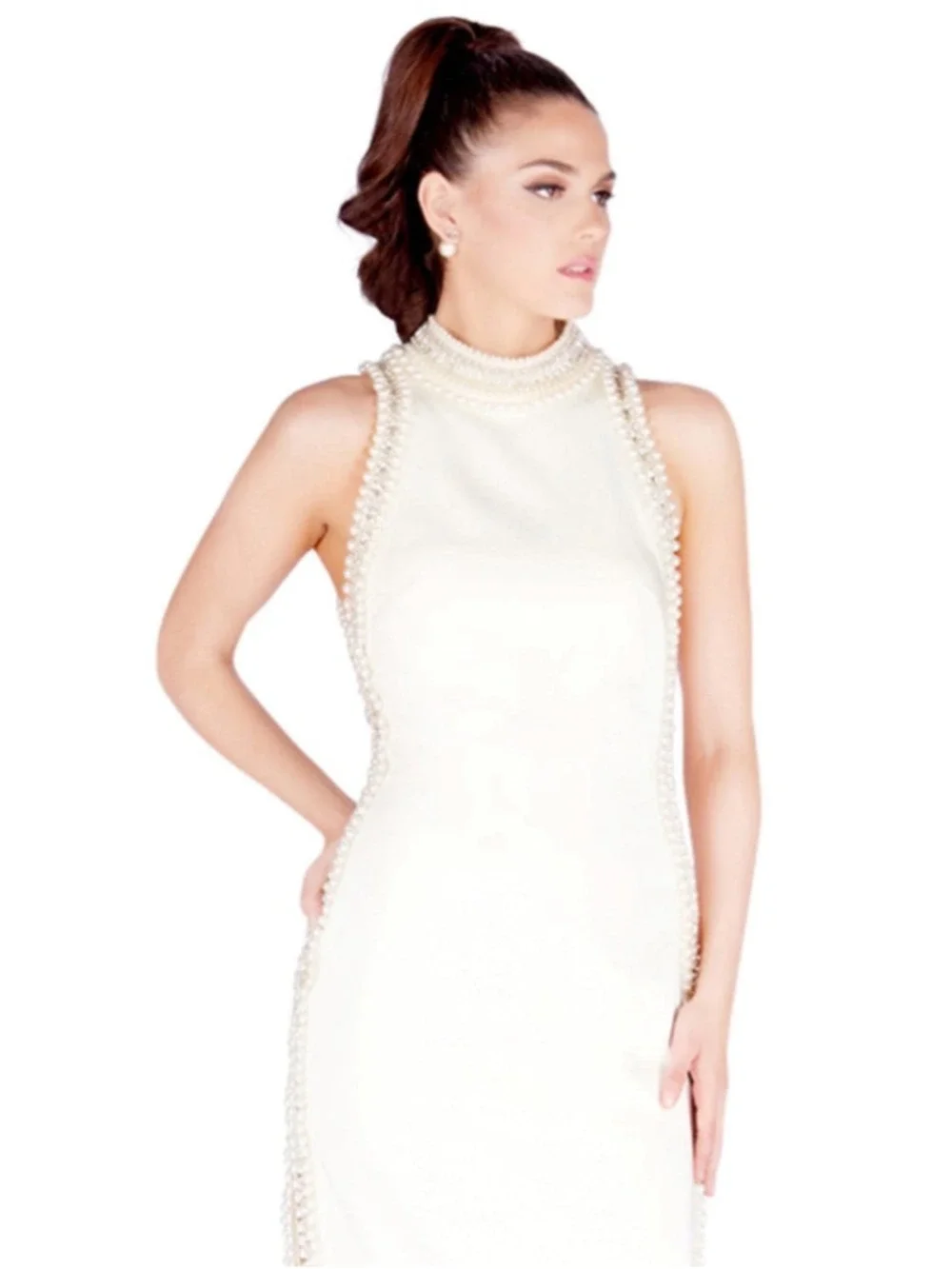 Women's Mac Duggal Ivory Embellished Mini Dress Size 4
